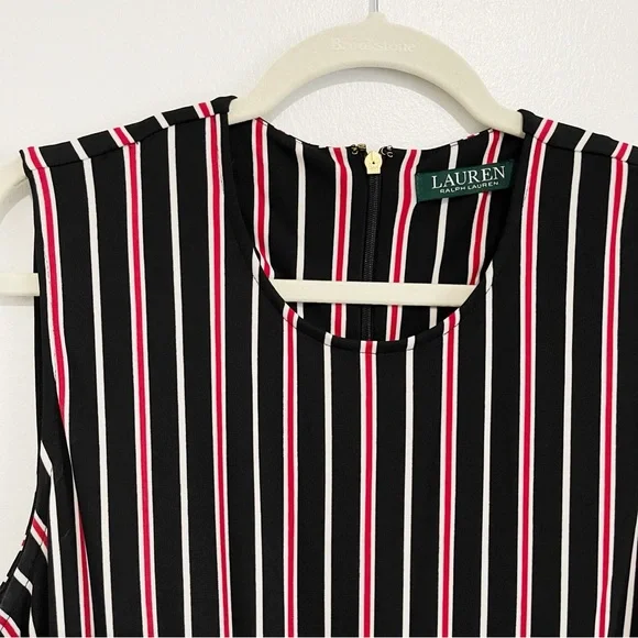 NWT Ralph Lauren Striped Wide-Leg Jumpsuit Black Red White Gold Hardware Size XL - Picture 4 of 10